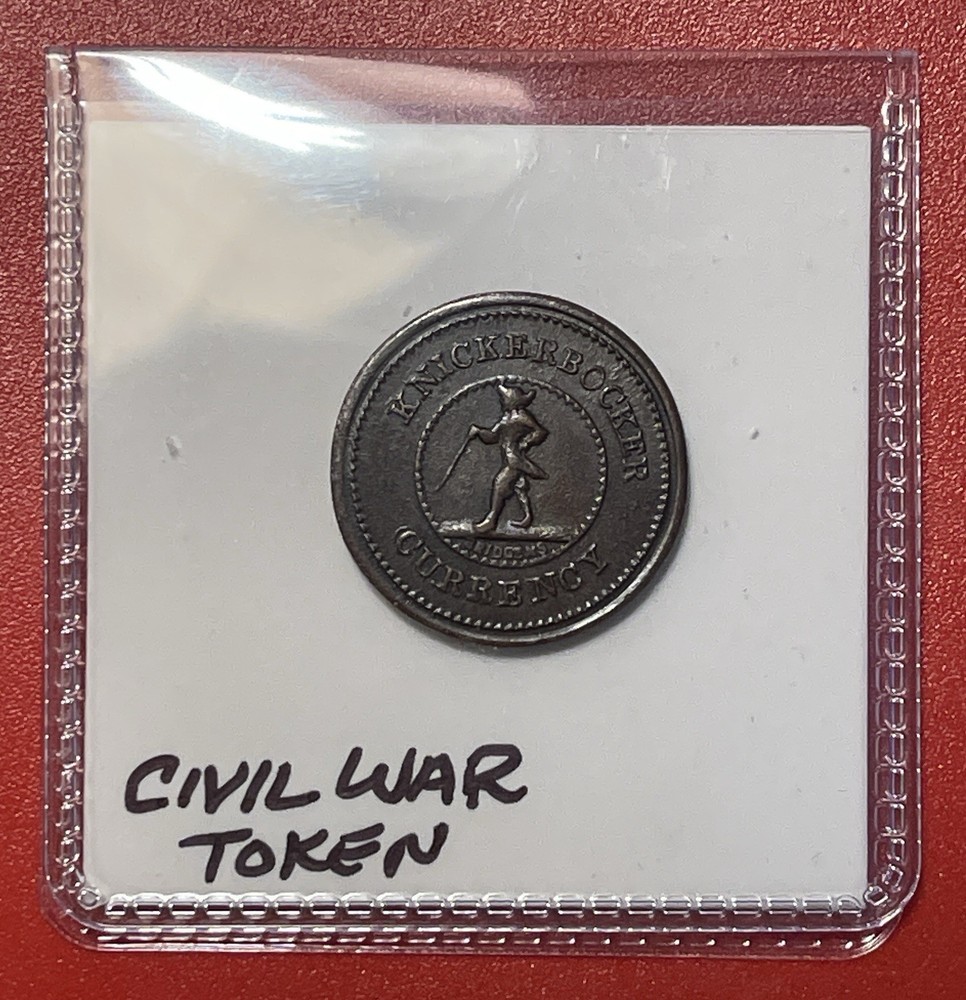 Knickerbocker “IOU” Copper Civil War Token, Nice Example. AU/BU.