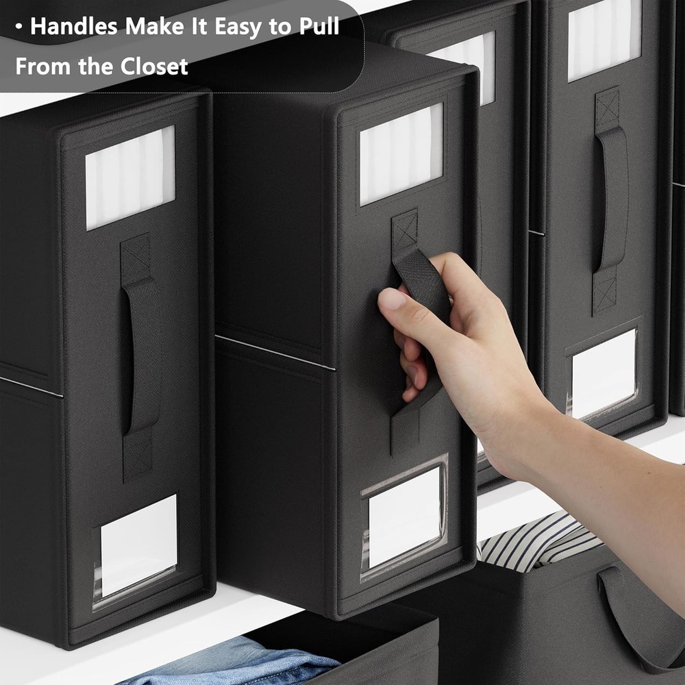 Sheet Organizers & Storage 6 Pack Foldable Linen Closet Organizer Black
