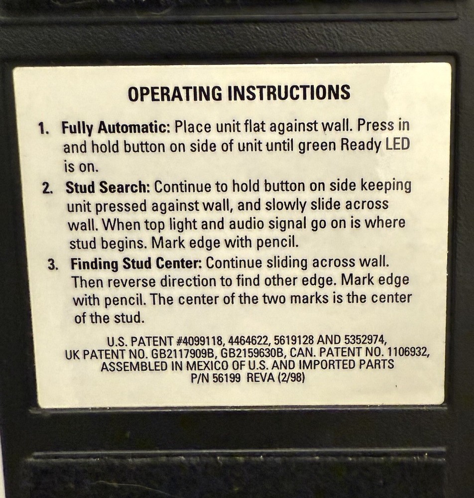 Used Battery-Operated Portable Zircon Studsensor 3 / Stud Sensor / Finder