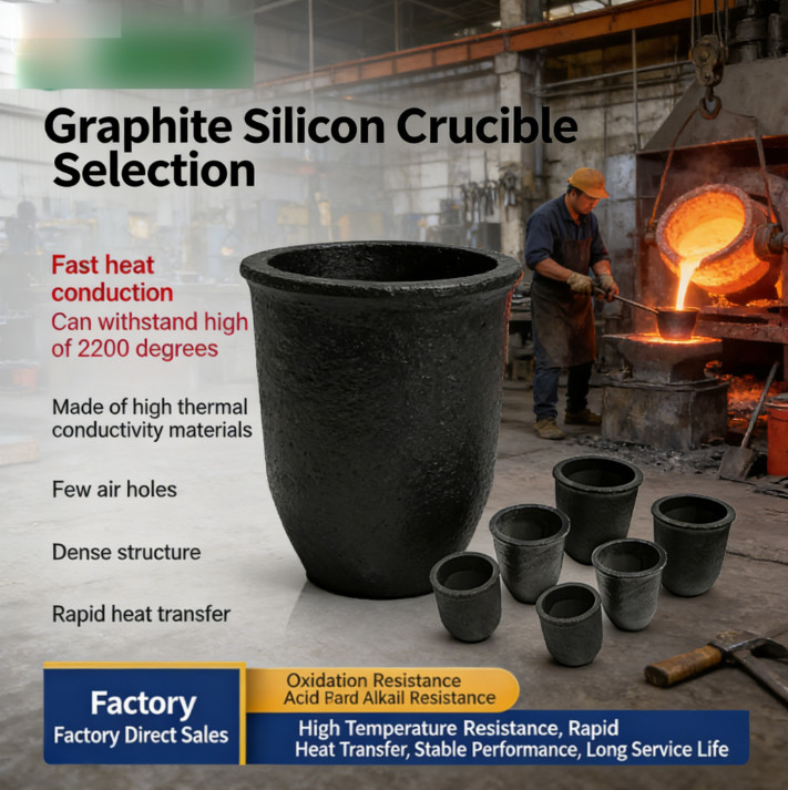 High Temp Silicon Carbide Graphite Crucible for Melting Gold Silver Copper