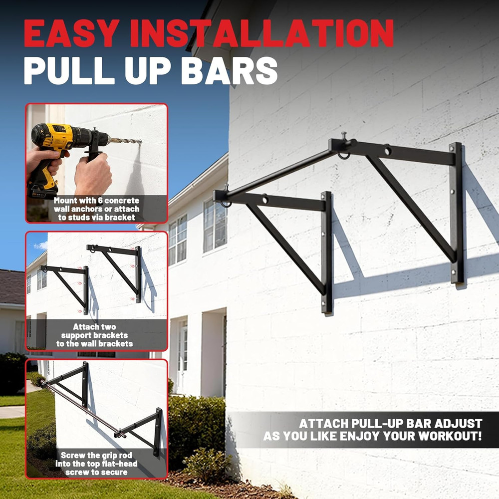 Wall Mounted Pull up Bar, Chin up Bar, Strength Training Pull-Up Bars Chin up Ba