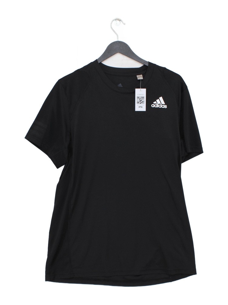 Adidas Men's T-Shirt L Black 100% Polyester Round Neck Basic