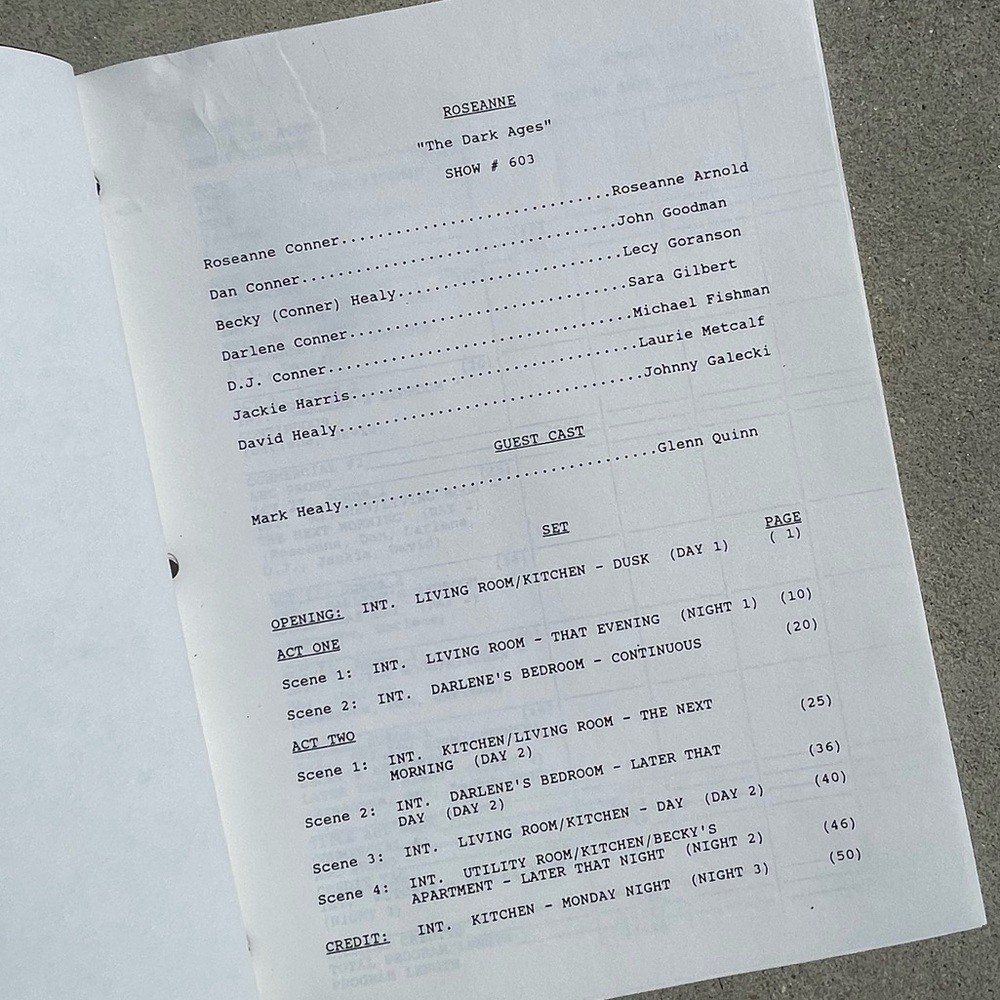 Roseanne 100th Episode Original Production Used Final Draft Script HISTORICAL!!