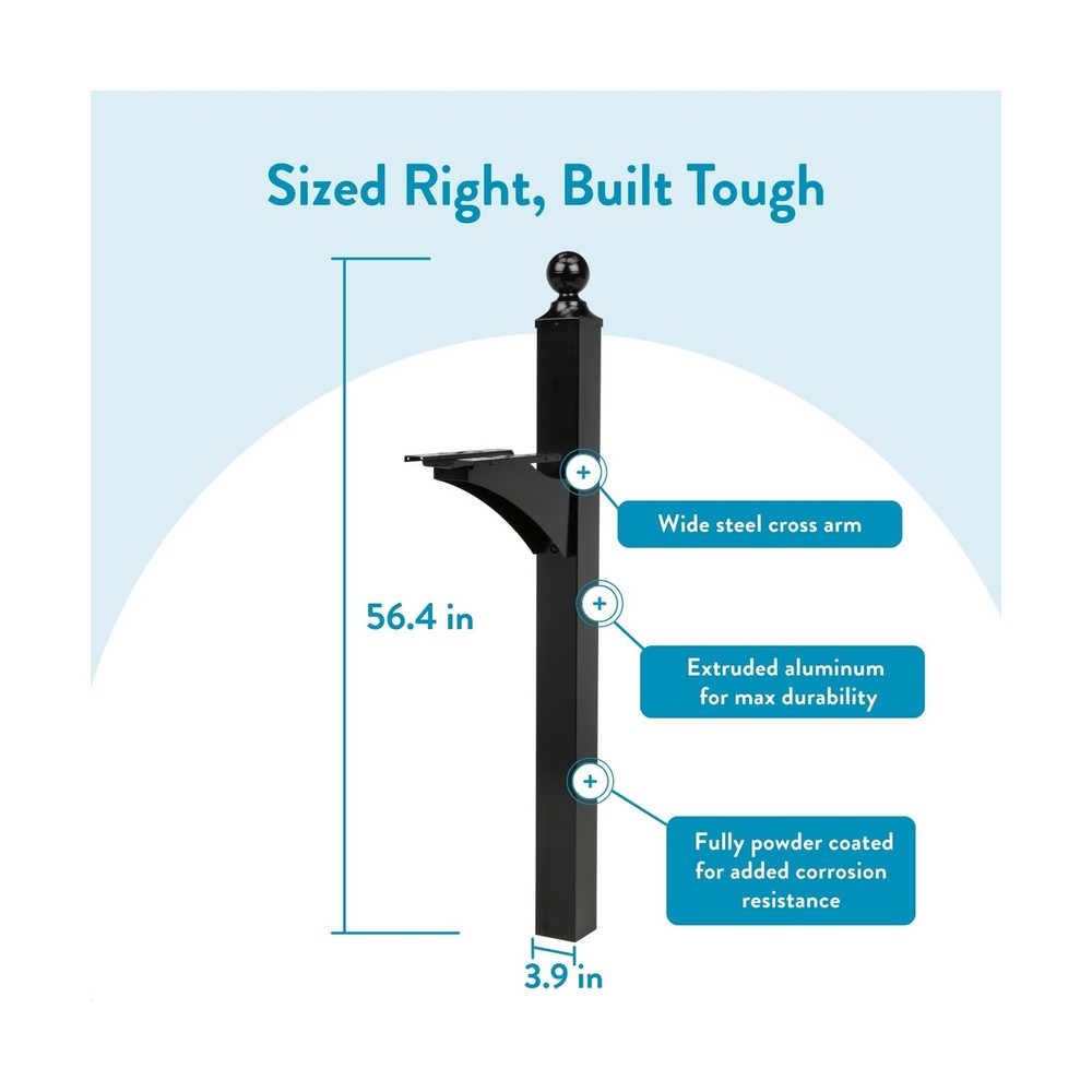 Architectural Mailboxes Landover Aluminum Mailbox Post, Black