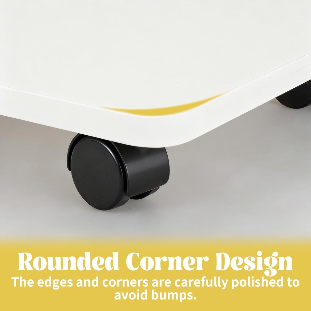 2 Pcs Under Desk Printer Stand with 4 Caster Wheels, White Movable Printer, W...