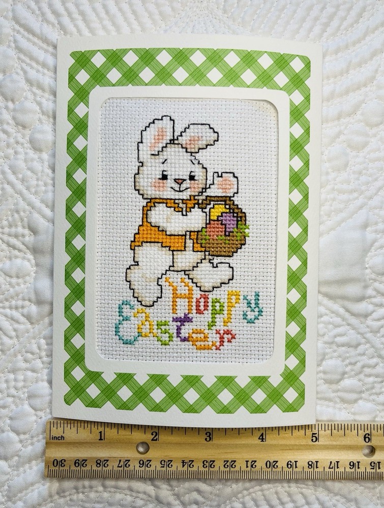 Beautiful Handmade Completed Counted Cross Stitch-Hoppy Easter