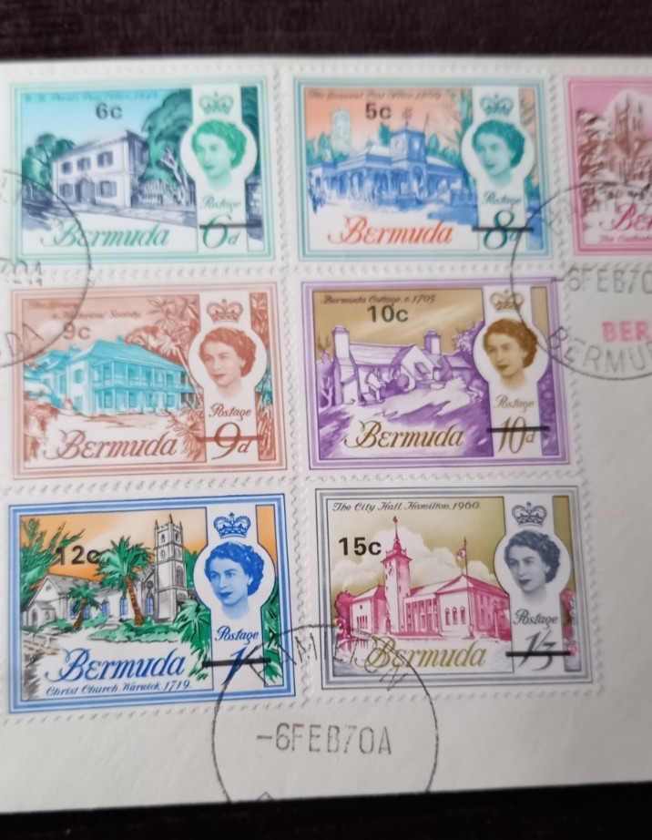 Bermuda 1970 Vintage FDC Decimal Overprints Part Set