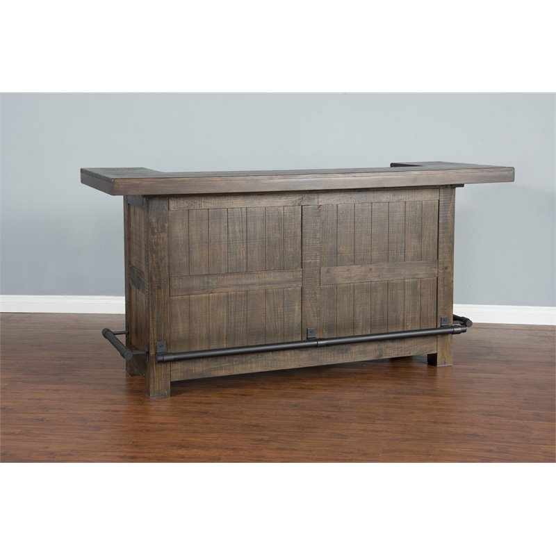 Pemberly Row Cherry Finish 80" Transitional Wood Gorgeous Bar Unit