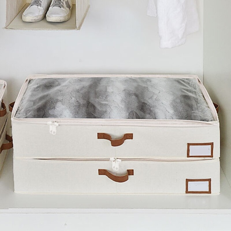 Foldable Under Bed Storage Box with Clear Window for Easy Access Clothes Holder