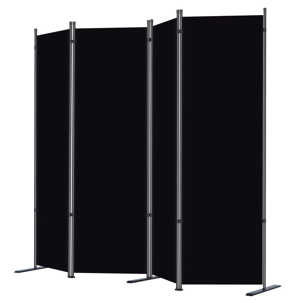 RANTILA 4 Panel Room Divider, 6 FT Folding Privacy 22" - 4 Panel, Black