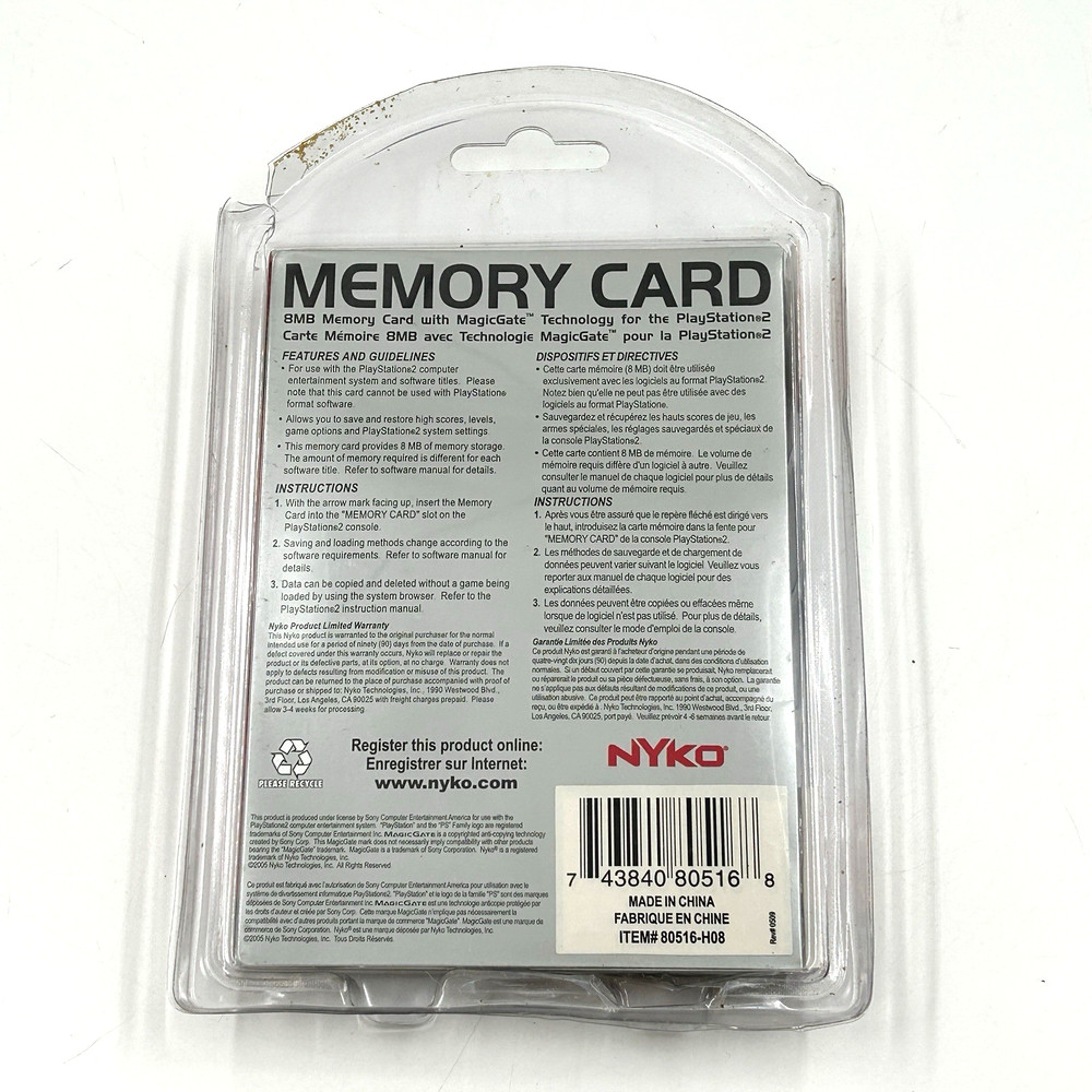 NEW PlayStation 2 PS2 8MB Magic Gate Memory Card NYKO