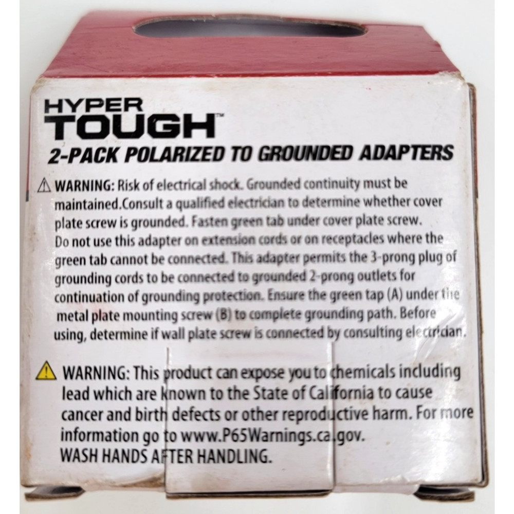 Hyper Tough Polarized Grounded Adapter, 2 Pack