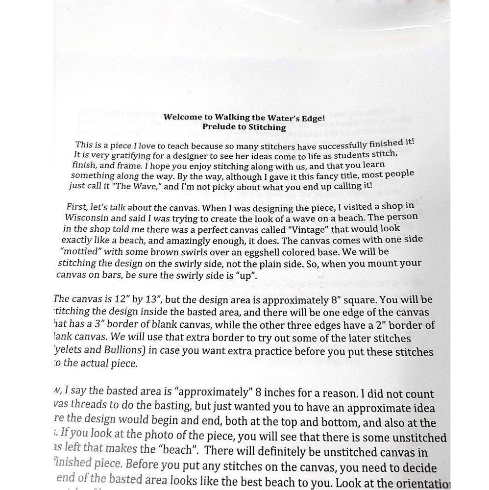 Diane Herrmann Needlepoint Pattern Walking Water’s Edge + RETIRED Class Lessons