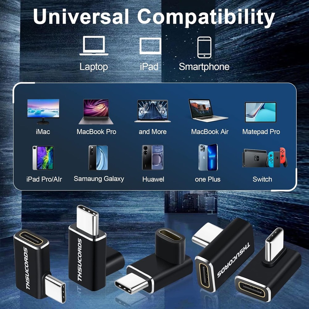 Right Angle USB C Extension Adapter 2 Pack, Left 90 Left&Right 2-PACK