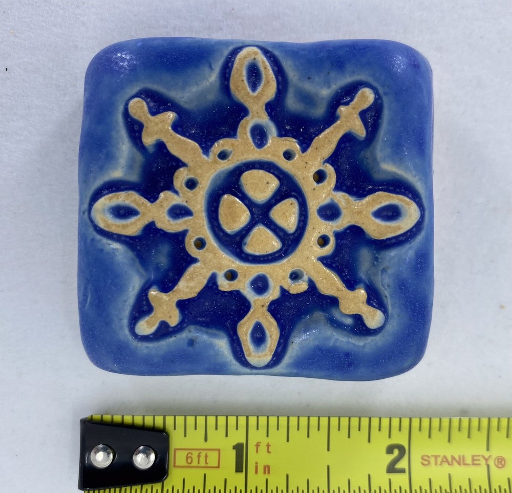 Snowflake 2x2" Stoneware Art Tile By Gretchen Kramp
