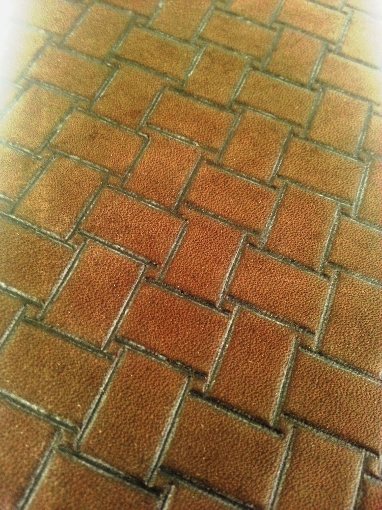 Genuine Leather Tapered Cue Wrap - Chocolate Brown Embossed Weave Pattern