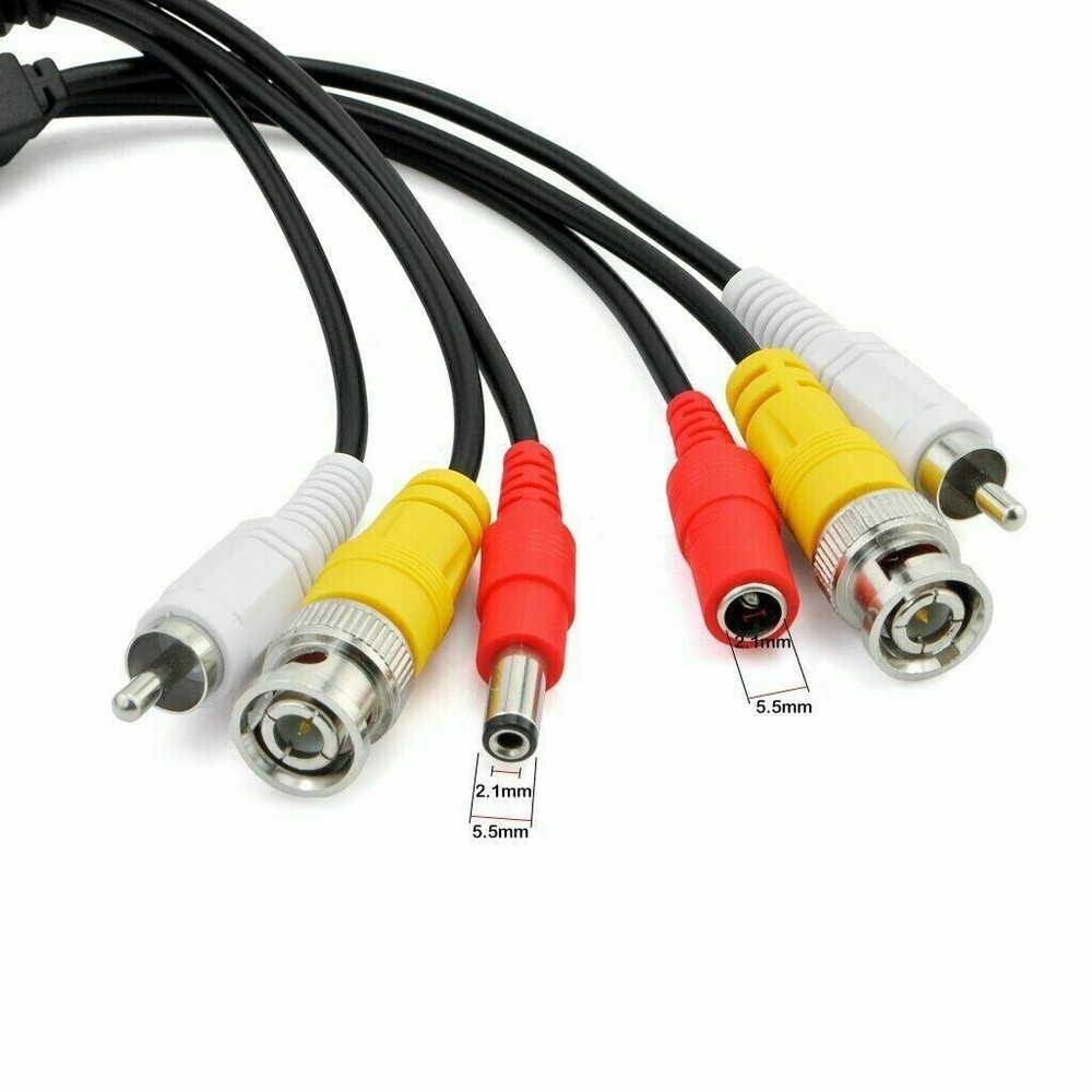 NEW! 100ft Security Camera VIDEO & AUDIO Power Cable BNC Wire DVR CCTV FAST SHIP