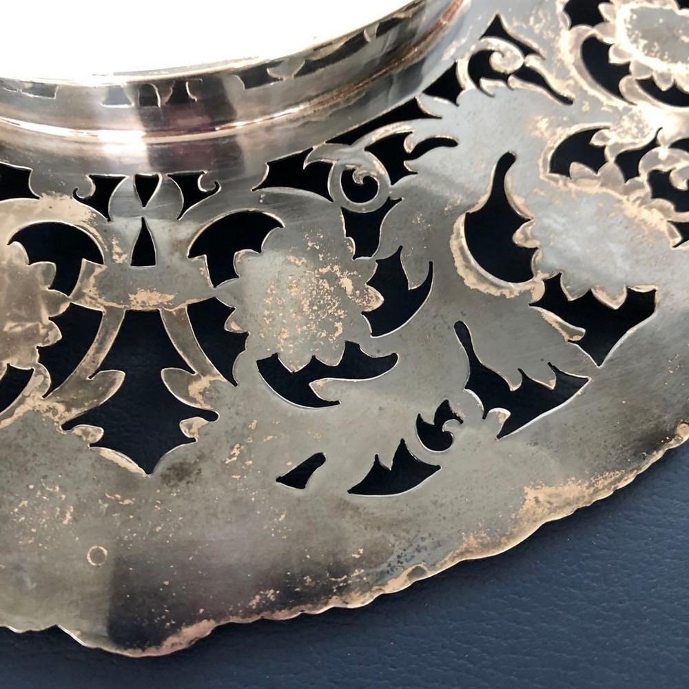 Mappin & Webb Solid Silver Pierced & Carved Comport Dish