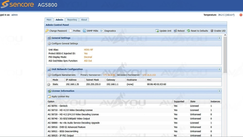 Sencore openGear AG5800 Receiver Decoder Card HD 4:2:0 H.264 MPEG AUD DVB-S S2