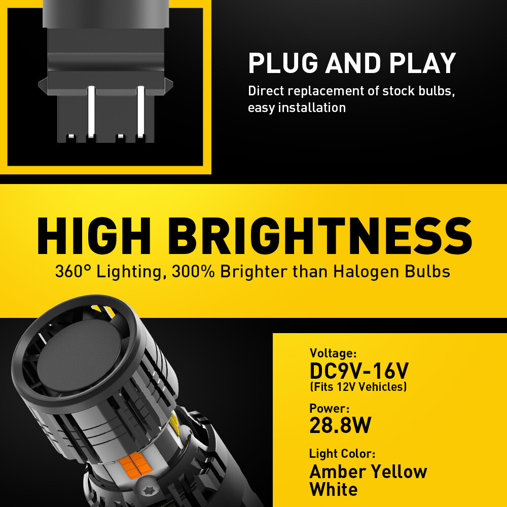 2x 3157 Switchback LED Front Turn Signal Light Bulb For Dodge Ram 1500 2500 3500