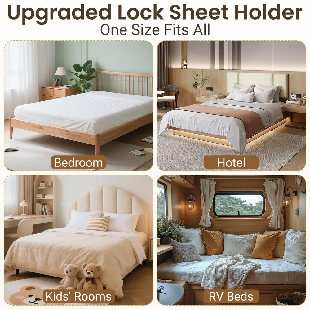 INSMART Sheet Holders - Bed Holder for Corners & Holders, White