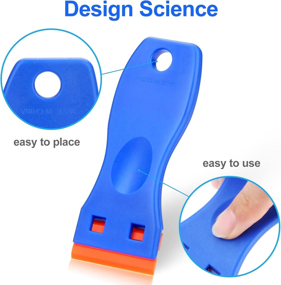 4 Pcs Plastic Razor Blade Scraper with 100 Blades No Scratch