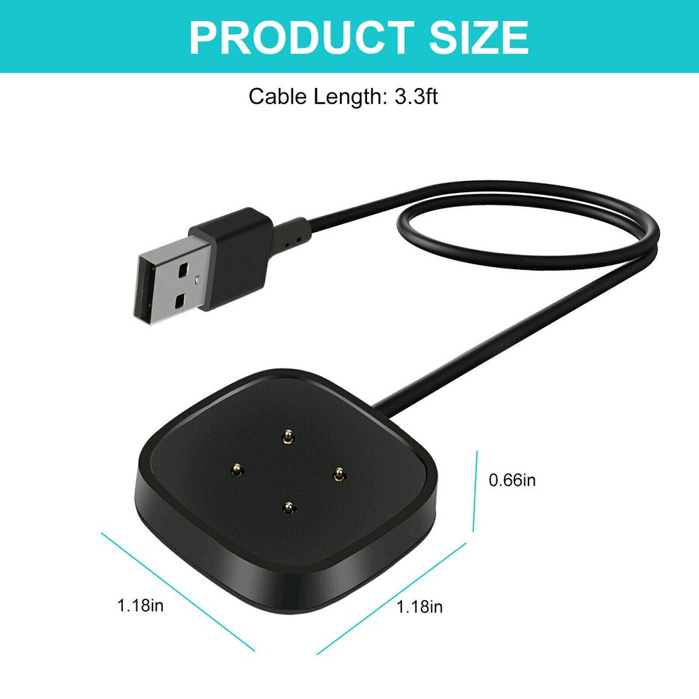 2PCS Wireless Charger For Fitbit Sense Versa3 Watch USB Fast Charging Dock Cable