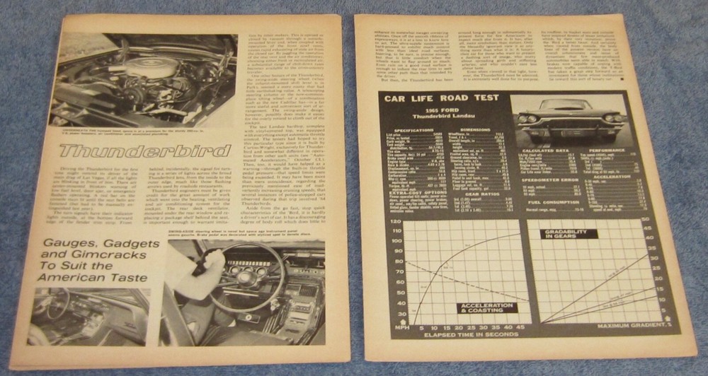 1965 Ford Thunderbird Vintage Road Test Info Article ---From 1964---