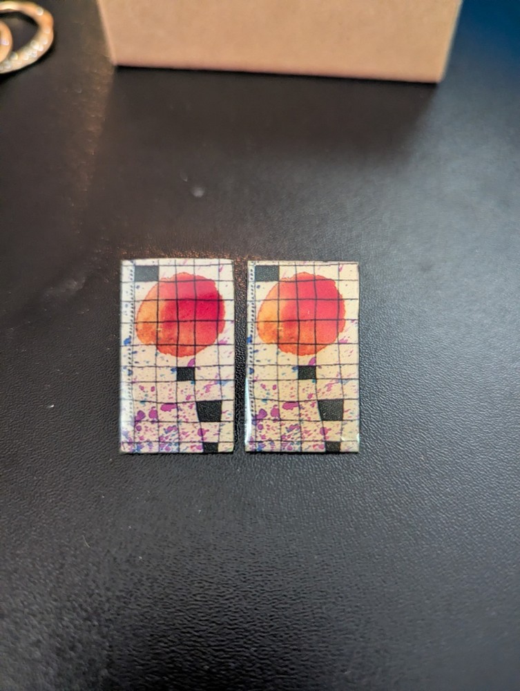 Enameled Copper Artisan Earring Studs