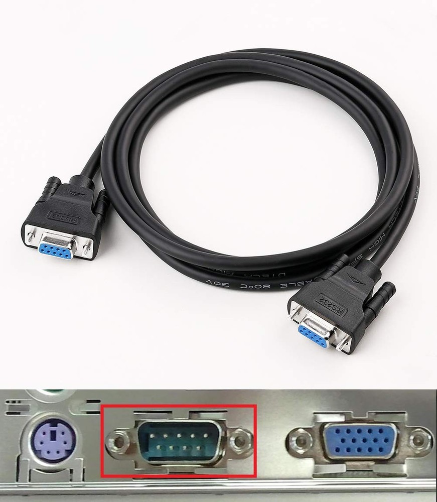 DTECH DB9 RS232 Serial Cable Female to Null Modem Cord 6ft, Black