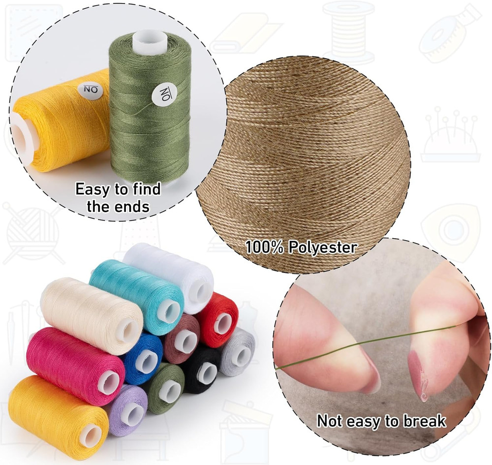 Sewing Thread, 30 Color Assortment, 500 Yards Polyester Thread, Sewing Kit for H