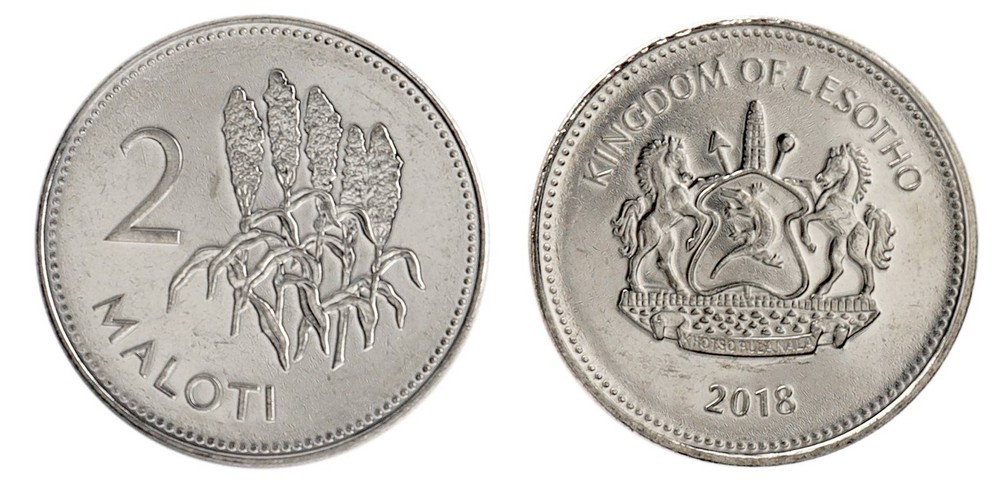 Lesotho 2 Maloti, 1996-2018, KM #58, Mint