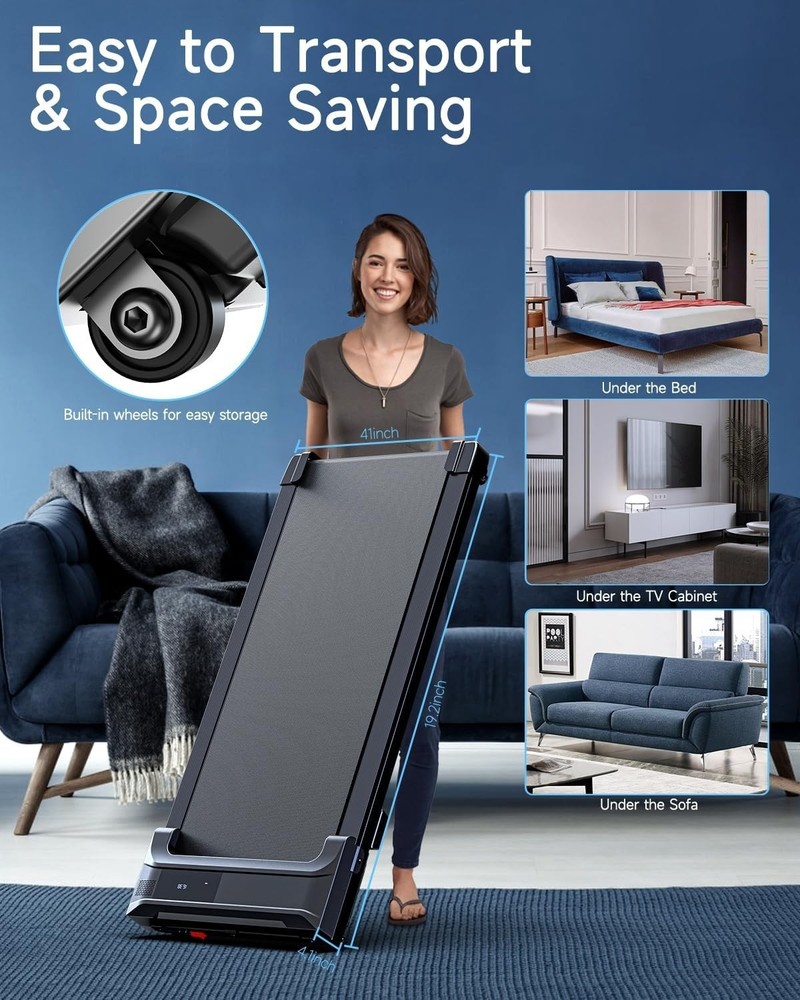Compact Walking Pad Treadmill with Remote - Adjustable Speed & Portable Design