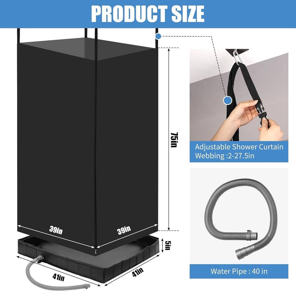 Portable Camping Shower Tent and Foldable Basin Set Waterproof Bath System