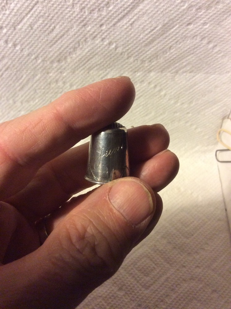 OLD SEWING-EARLY BRITE CUT ANTIQUE SILVER THIMBLE