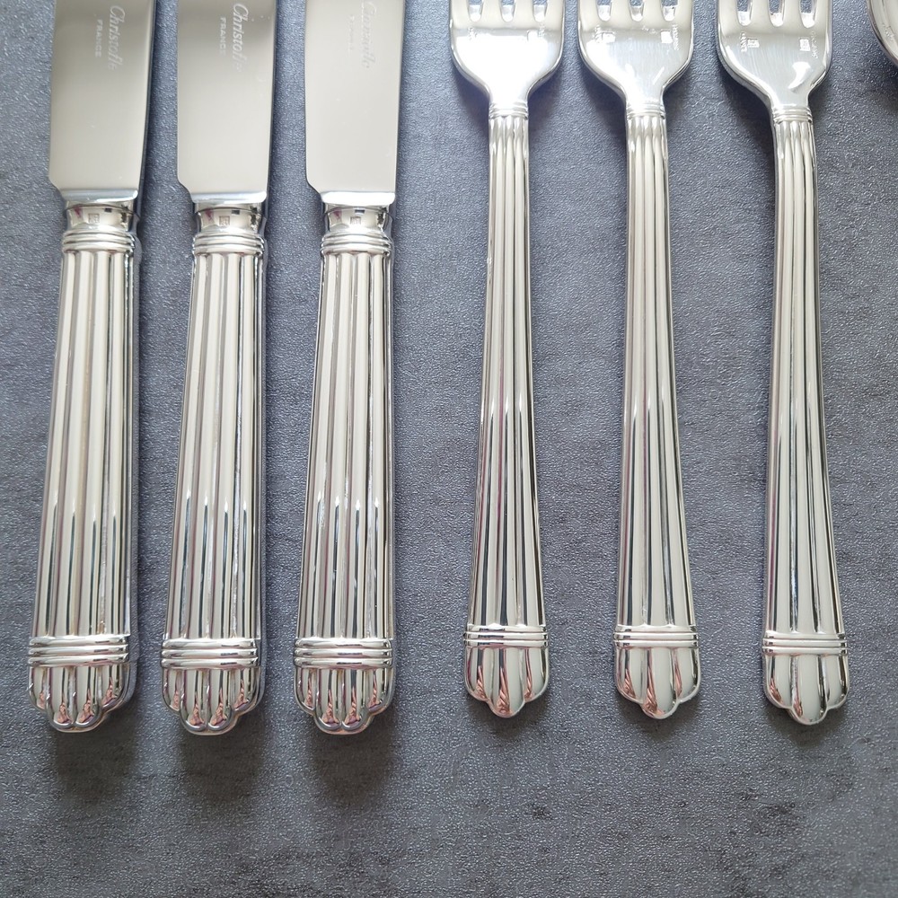 Christofle Aria 9pcs Silverplate Flatware Table Knife Fork Spoon Excellent