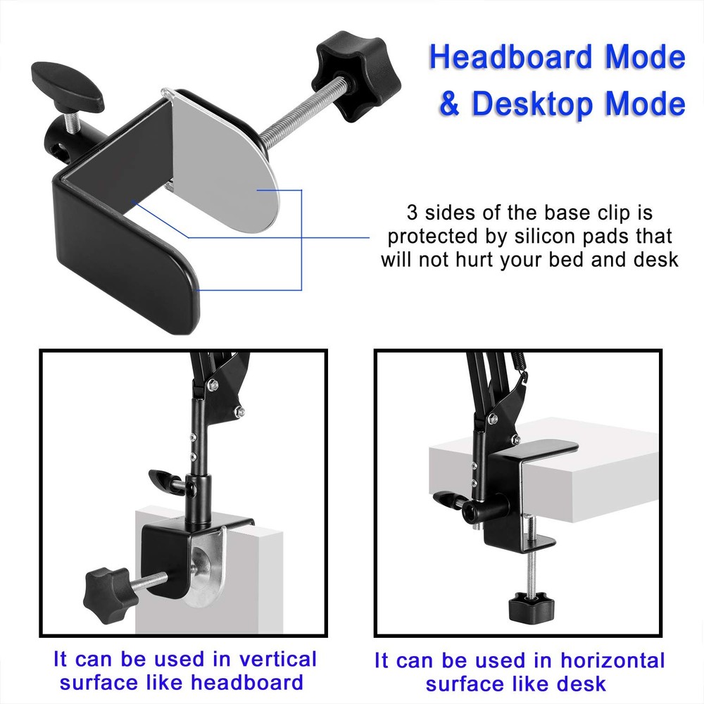 Tablet Stand Adjustable,Foldable Arm for Bed,Aluminum Universal Black
