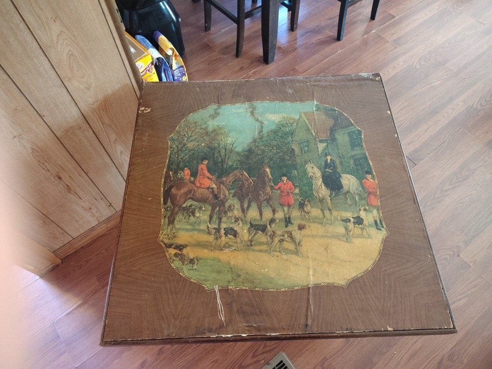 Vintage Walnut Card Game Table Antique
