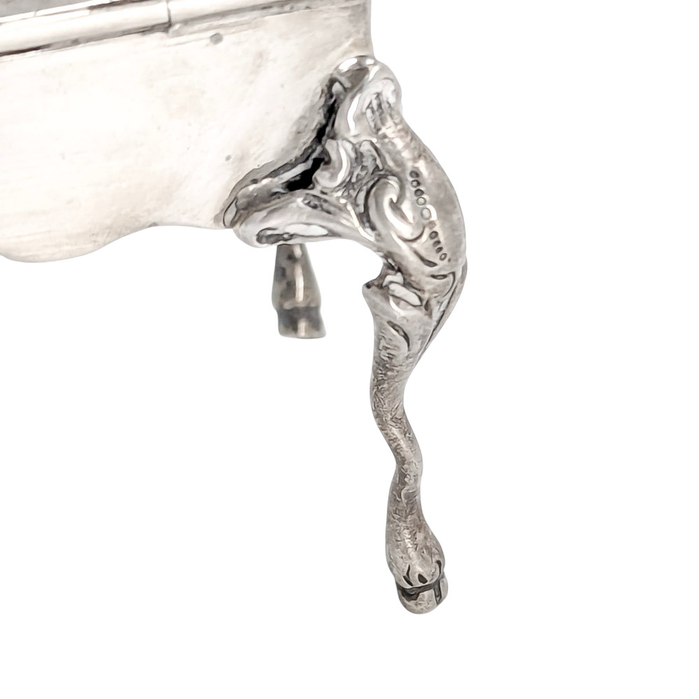 19th C Neoclassical imported Hanau 930 silver miniature table trinket ring box