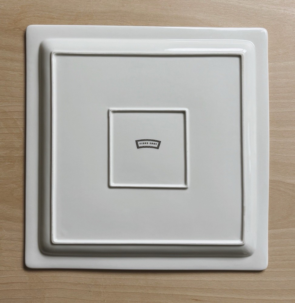 Fishs Eddy Black And White Floorplan Collection Large Square Serving Platter
