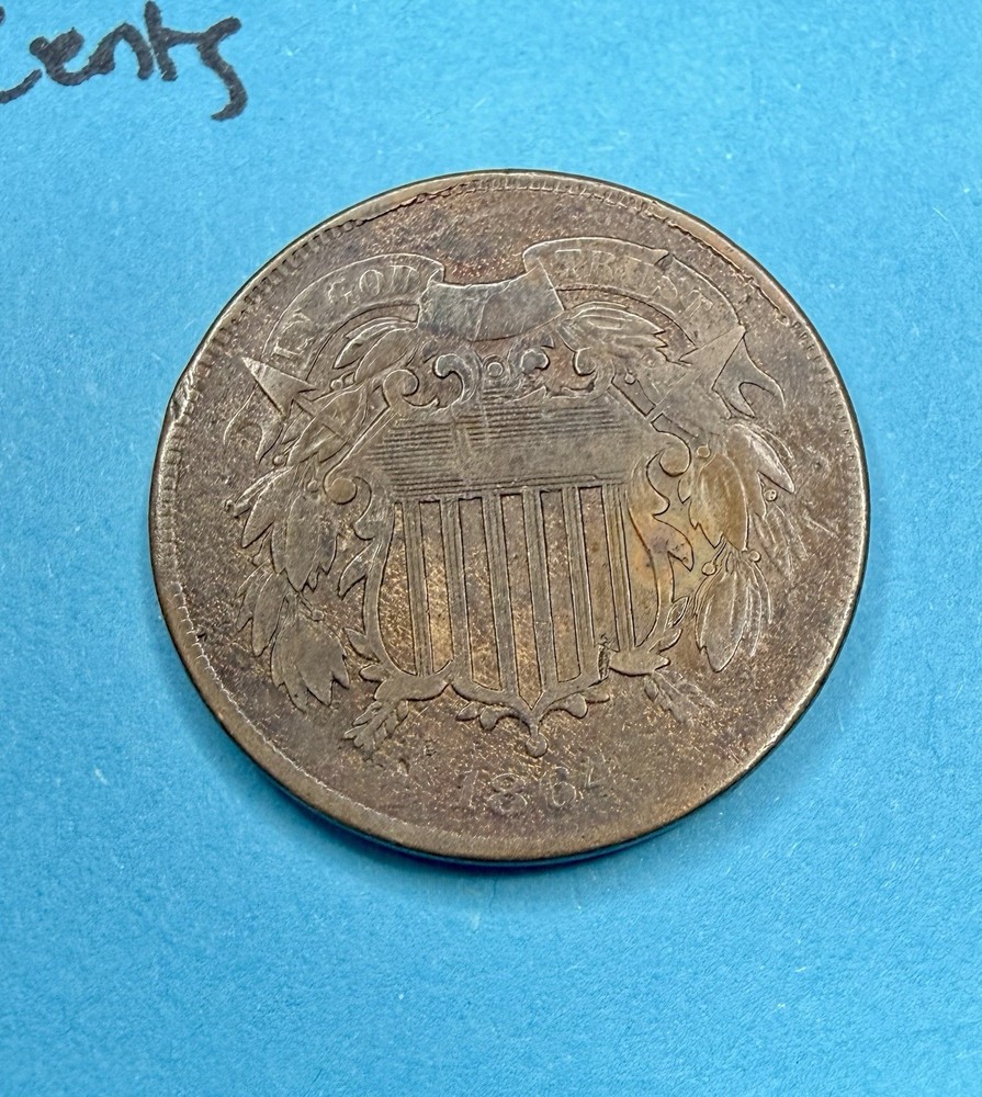1864 US Two Cent Copper Coin Historic Issue
