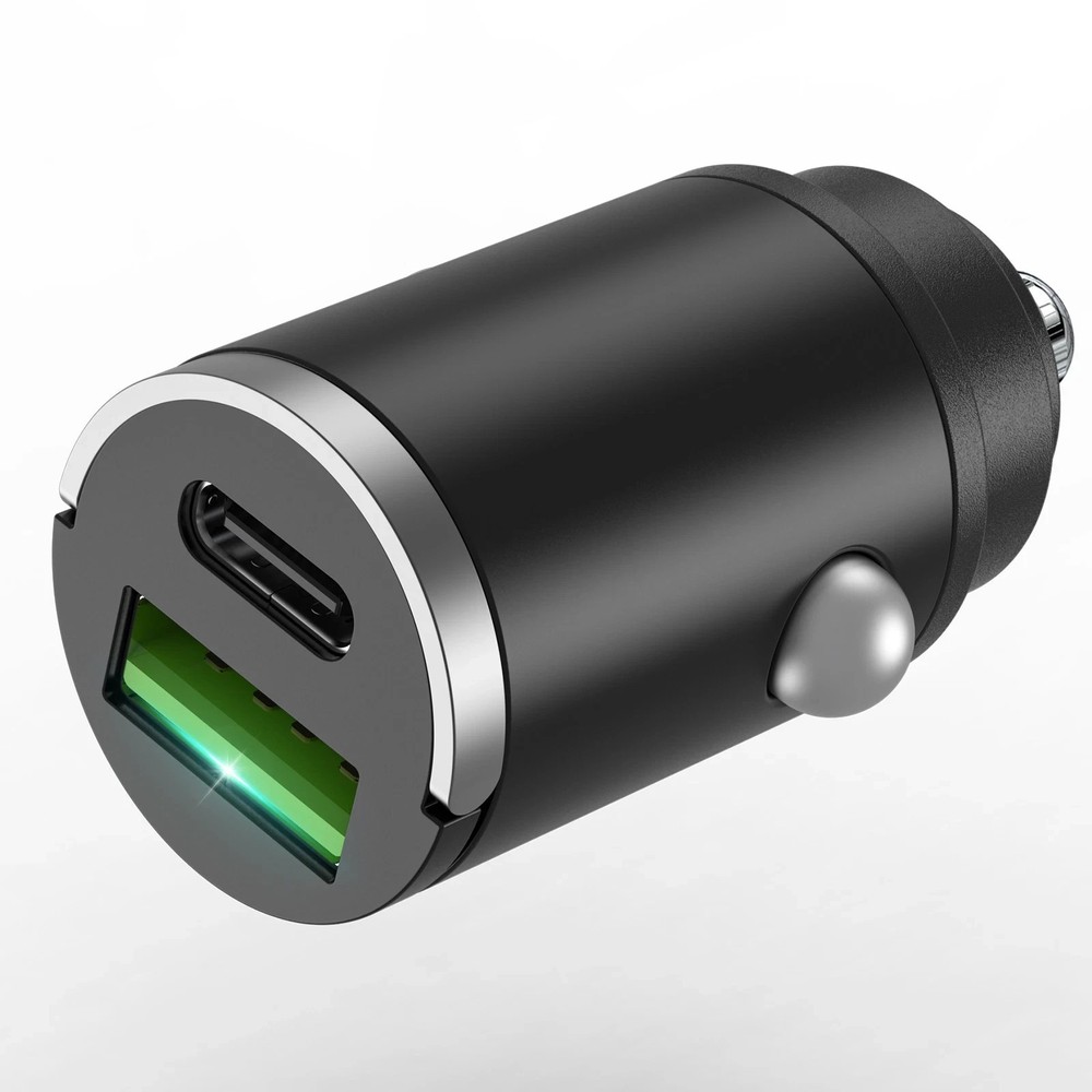 60W Super Fast Car Charger 2-in-1 with Pull Ring Design Low Profile USB C PD USB