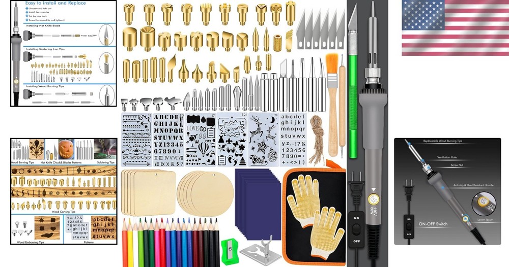 137PCS Wood Burning Kit with Adjustable Temp - Ultimate DIY Creative Tool Set