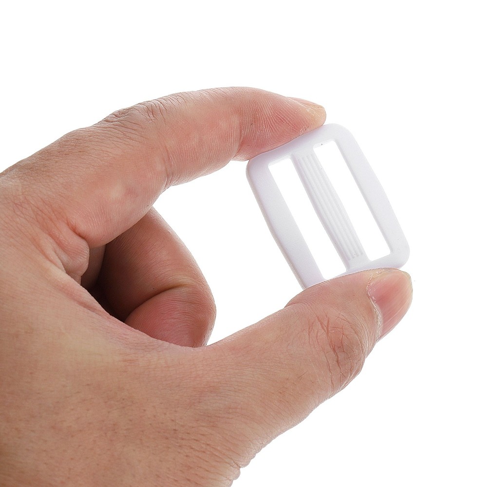 1 Inch Tri-Glide Slide Buckles, 10 Pack Plastic Webbing Strap Fastener, White