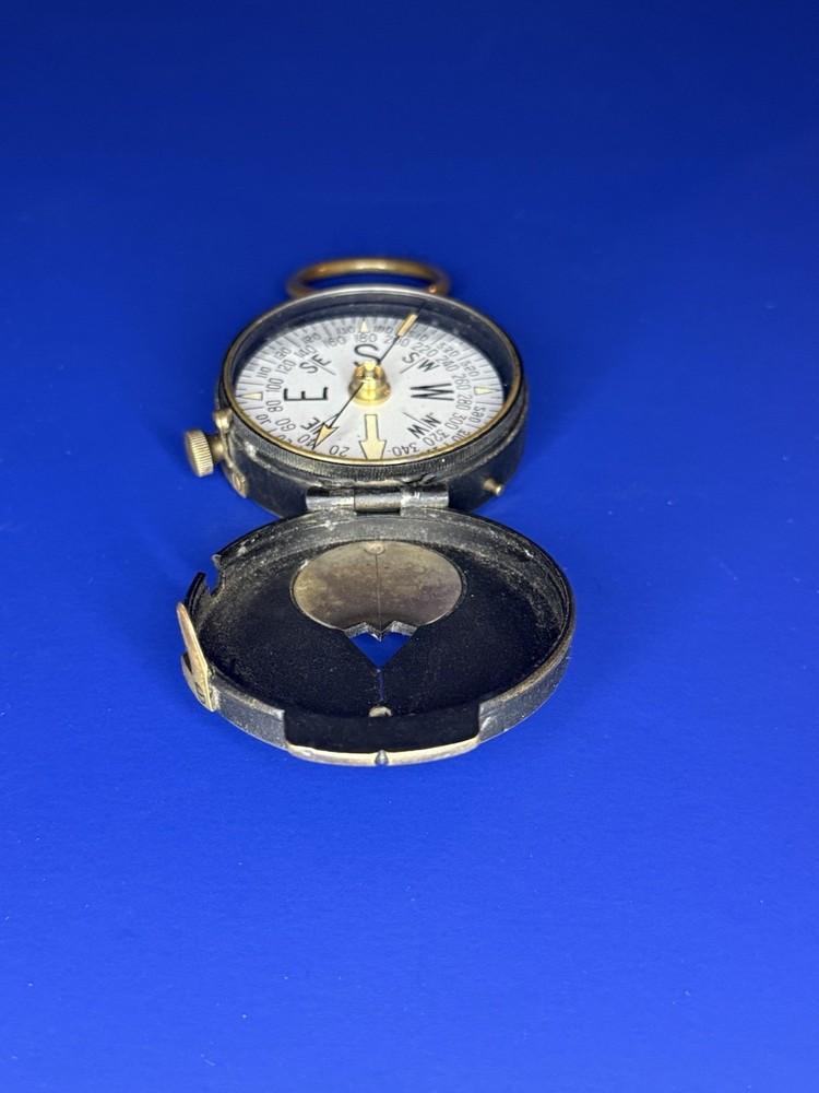 WWI U.S. Engineer Corps Brass Compass + Canvas Pouch – Plan Ltd Neuchatel RARE