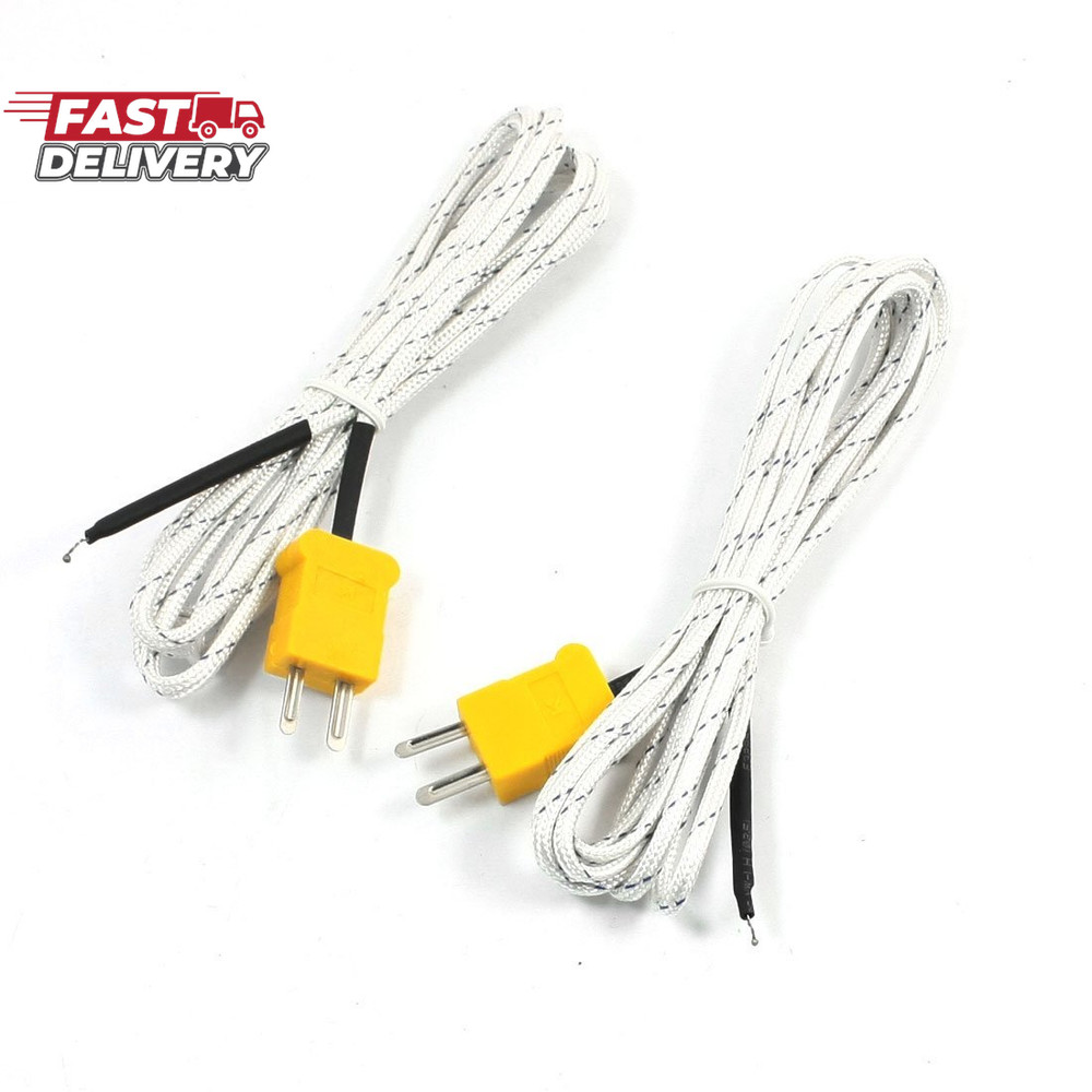 2PCS K Type 0-400C Temperature Sensor Thermocouple Probe 2 Meter 6.6Ft (Pack of