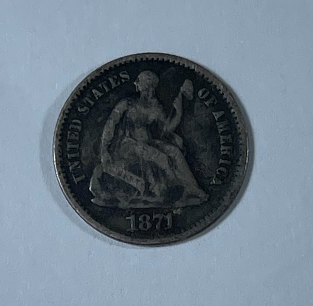 1871  1/2 10C (#21369) VF dark & granular