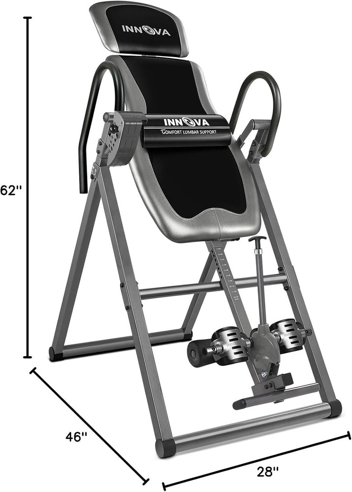 Innova Inversion Table with Adjustable Headrest, Reversible Ankle Holders, an...