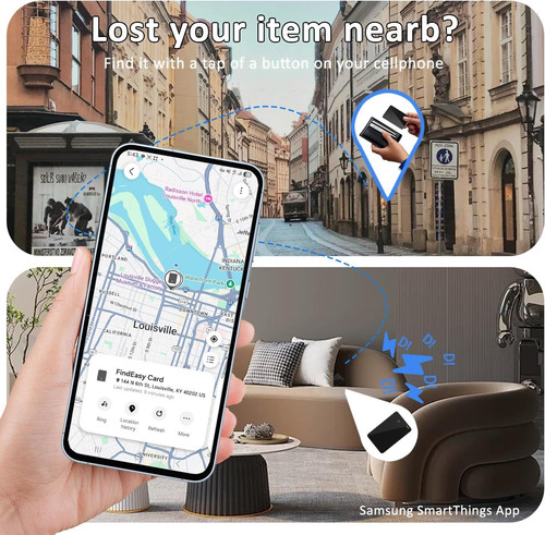 Wallet Tracker Card (Samsung Only),Rechargeable Bluetooth Smart 1 Pack, Black