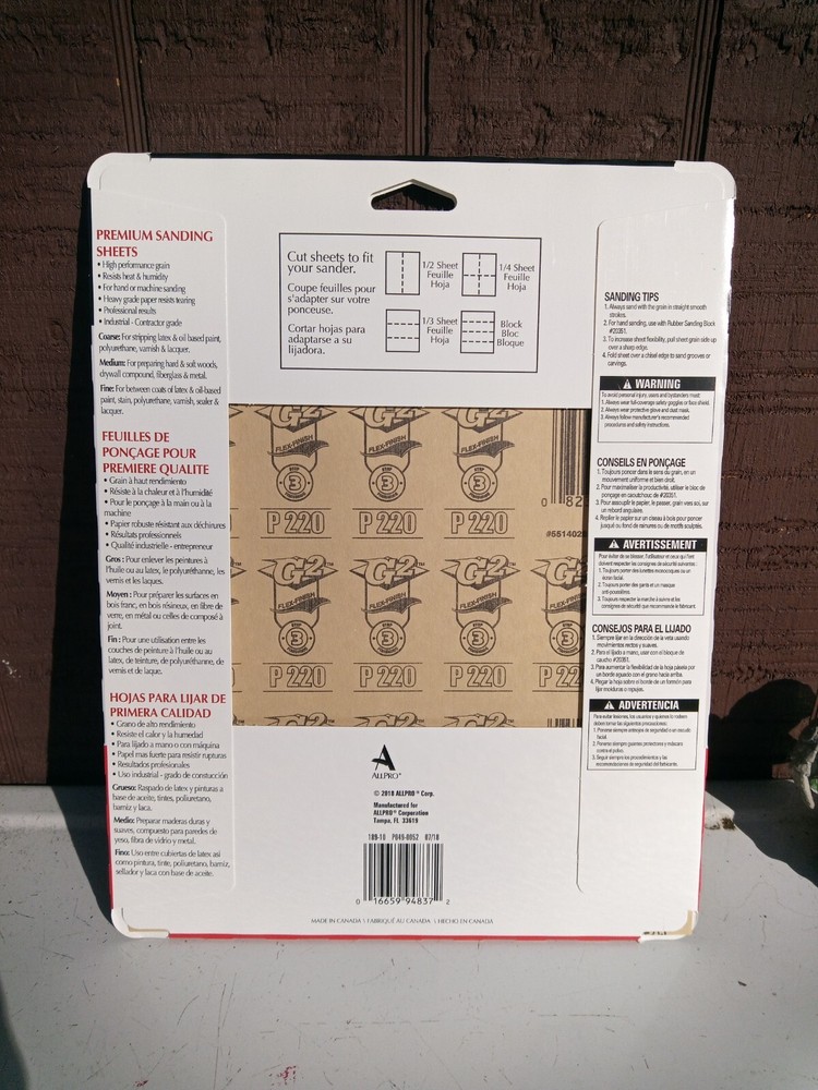 220 Grit Sanding Sheet